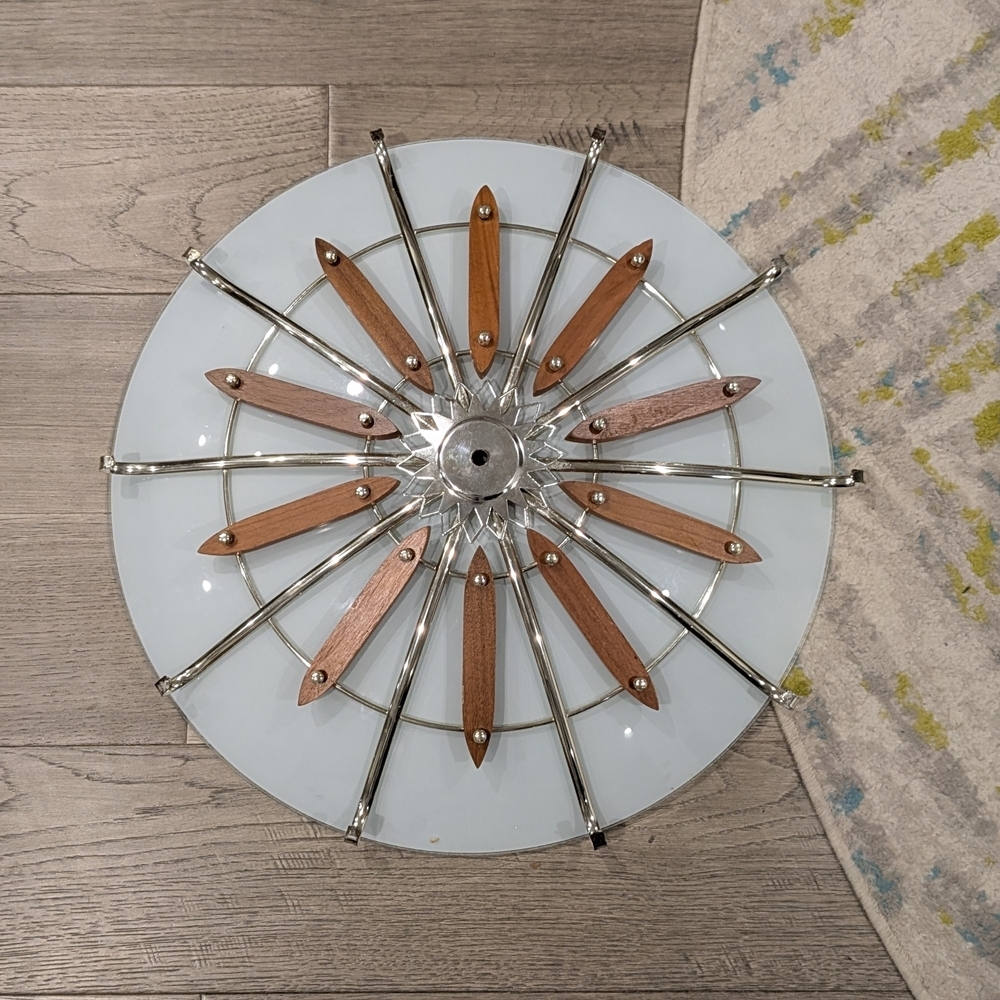 Mid Century Modern Wall Clock Wood Accents